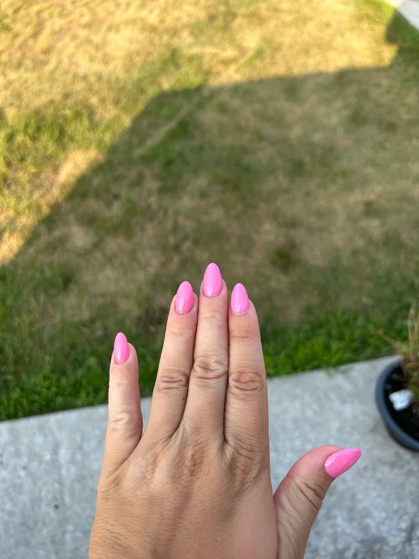 Pink manicure outdoors